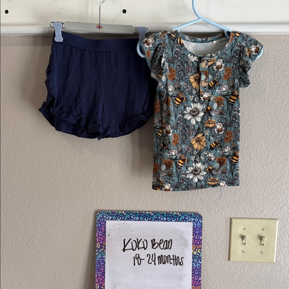 Floral Kids Matching Set - Blue and Multicolor